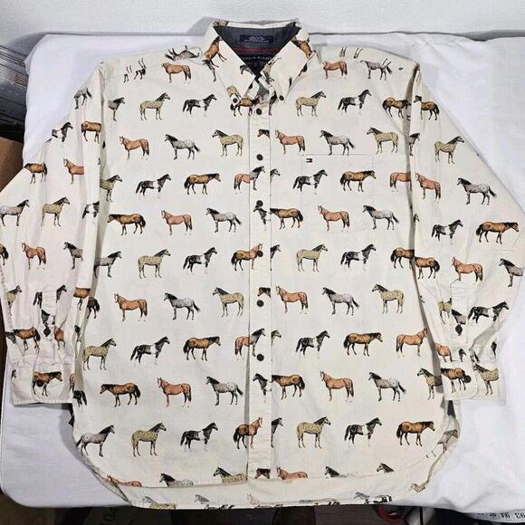 Tommy Hilfiger Other - Davy Jones Horse Themed Button-Down Shirt Mens Size XXL Tommy Hilfiger